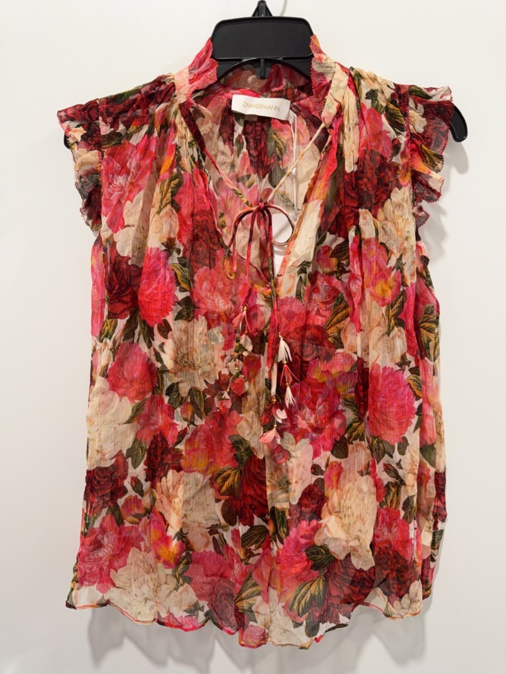 NWT AU0P 100%Silk Zimmermann Wonderland Frilled Tank